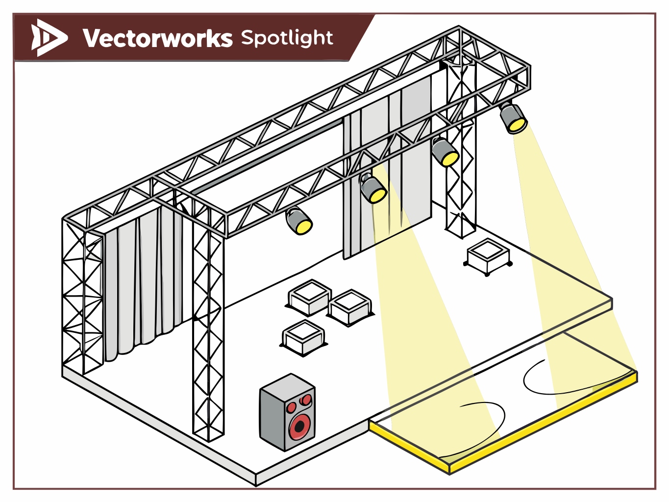 A detailed 2D lighting plot created in CAD software showing fixture symbols and labels.