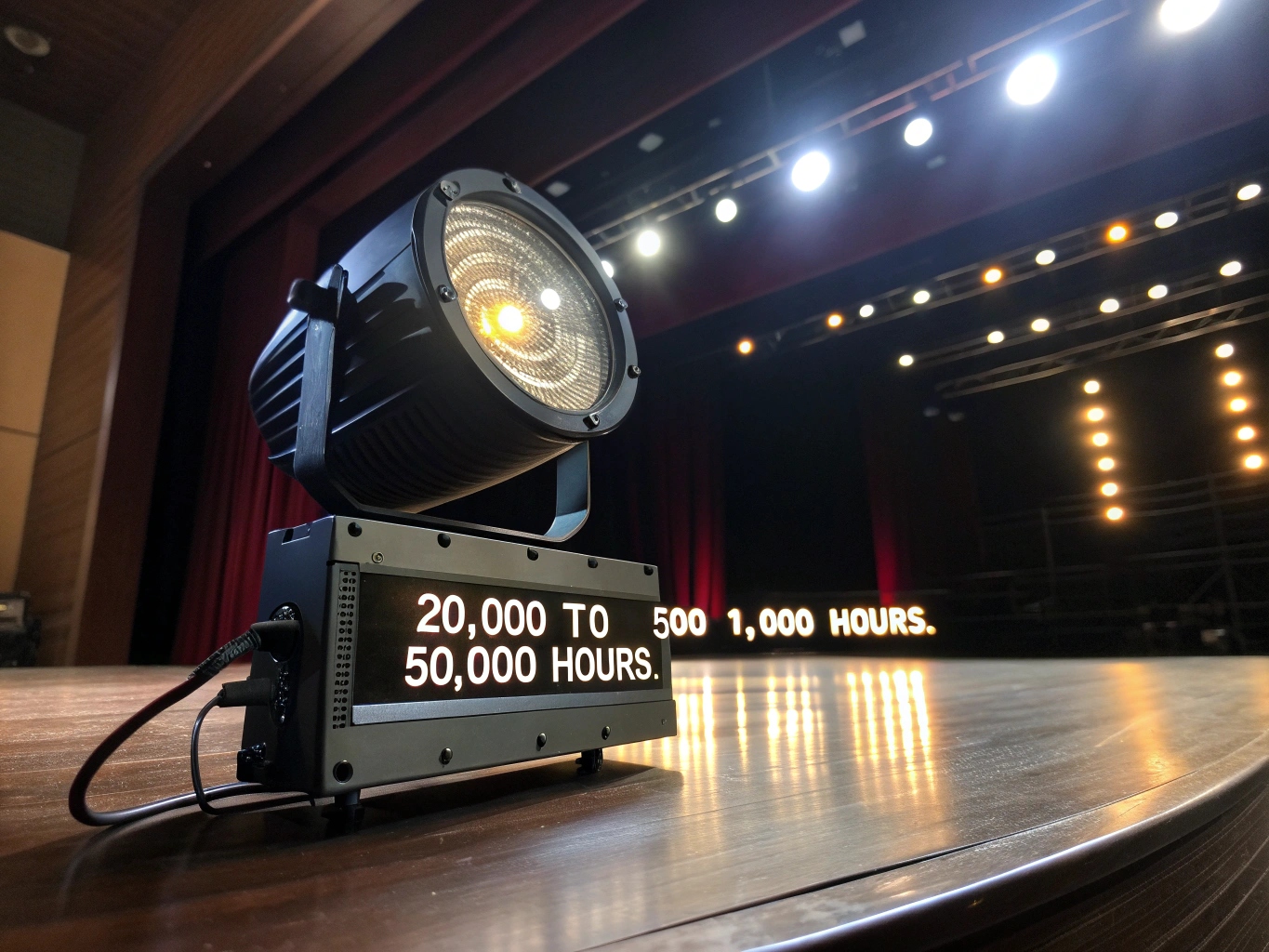 A graph comparing the long lifespan of an LED to the short lifespan of a tungsten lamp