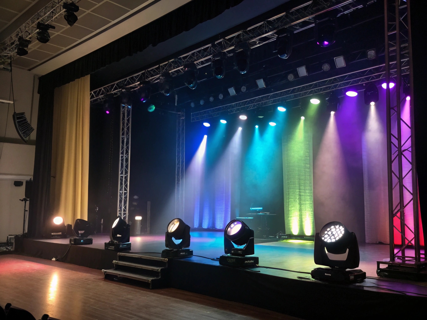 A simple diagram showing how Key, Wash, and Backlight are used together on a stage performer.